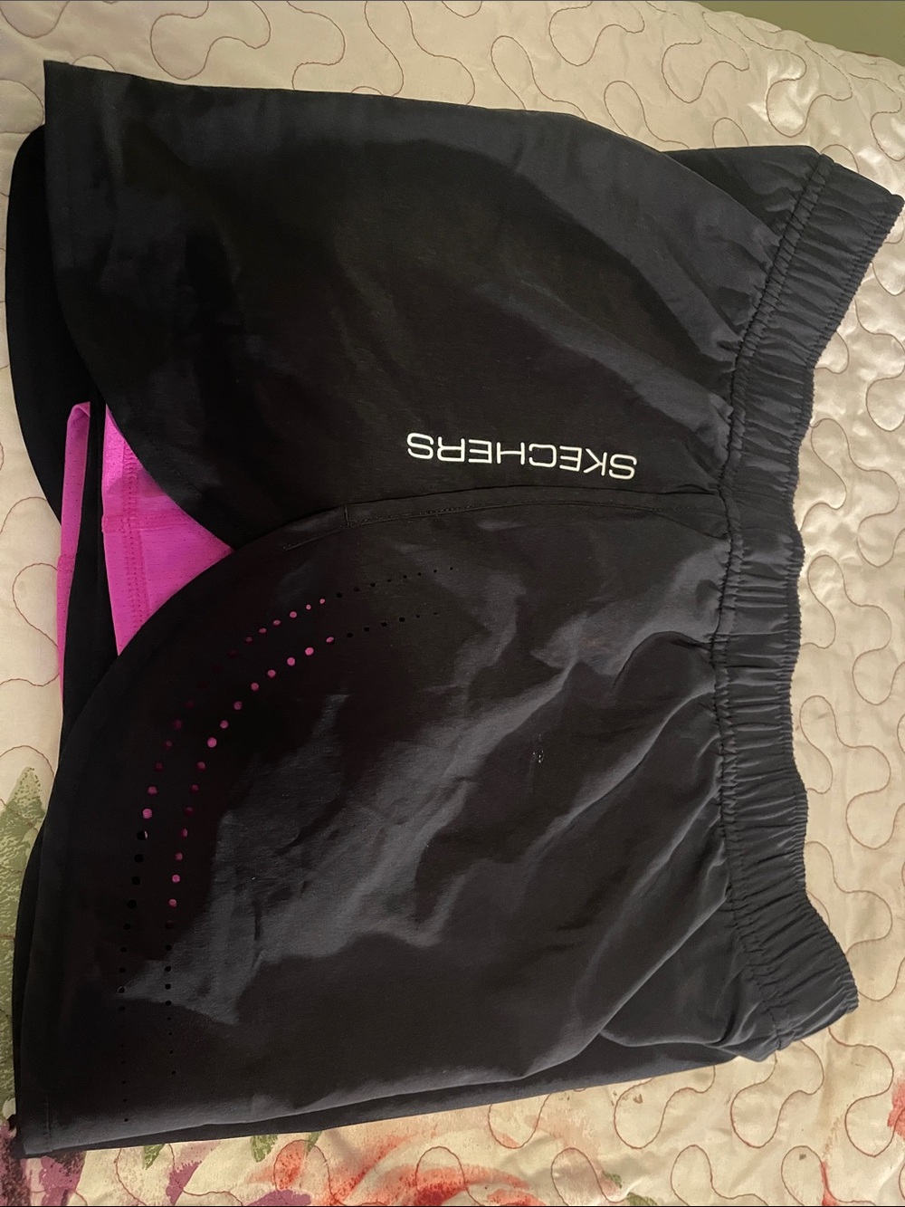 Skechers Black Athletic Shorts with Pink Accents